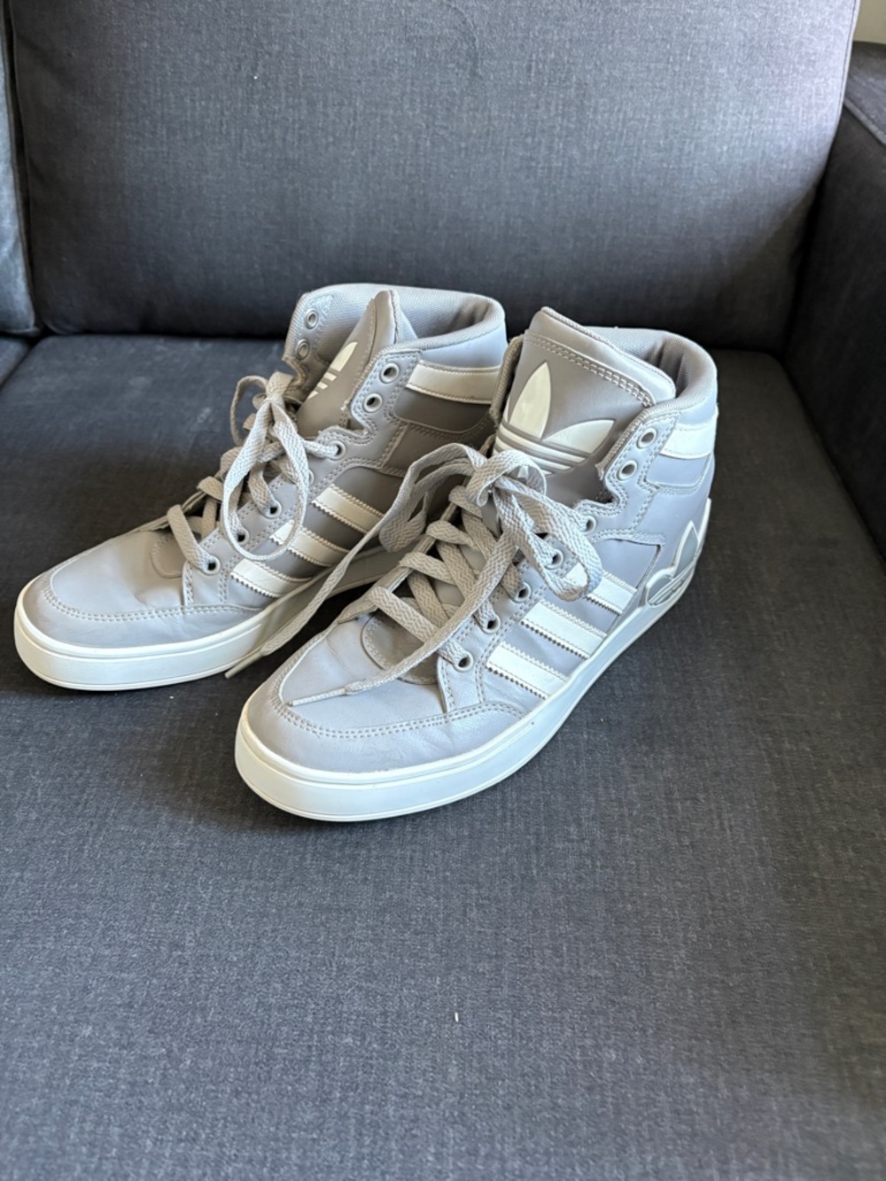 Adidas Ortholite Women's Light Gray High-Top Leather Sneakers
